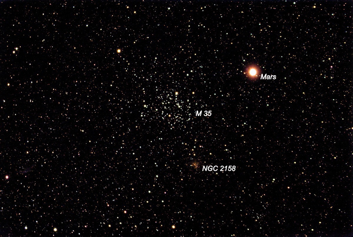 Mars bei M35 und NGC2158